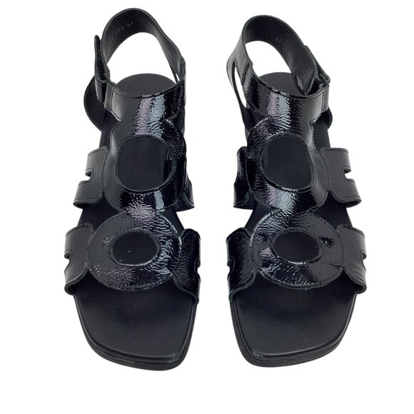 Arche Milyki Patent Leather Womens 41 Slingback Open Toe Sandals Black - Picture 2 of 11